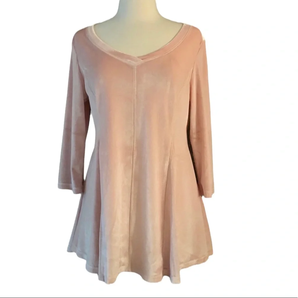 1990’s Pink Velvet Skater Dress Long Sleeved by Chadwick’s of Boston, Small‎